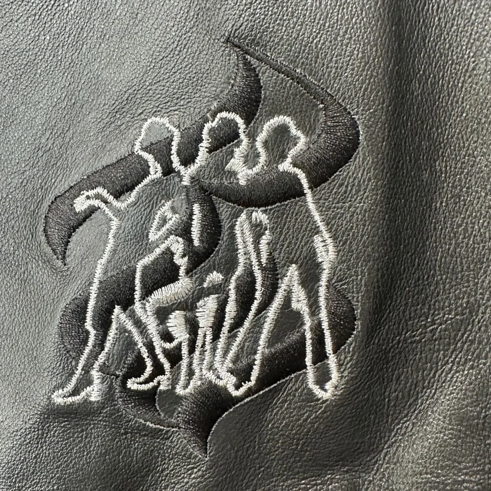 Vtg Y2K Rocawear Bomber Jacket XL Black Real Leather Studded‎ Streetwear Hip Hop - Picture 10 of 11